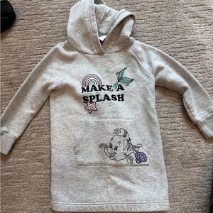 Little mermaid sweatshirt dress with hood. Medium weight